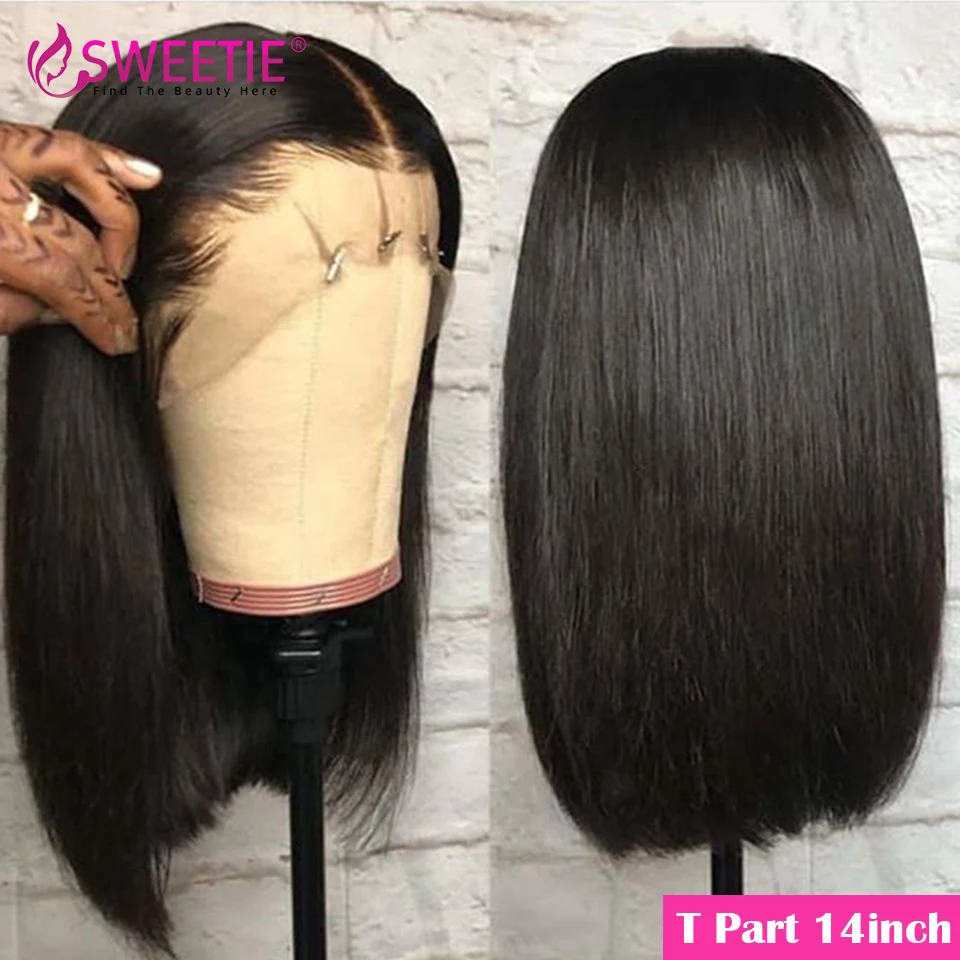 Sweetie T кружевная часть 13x1 парик из человеческих волос Remy перуанский прямой Боб