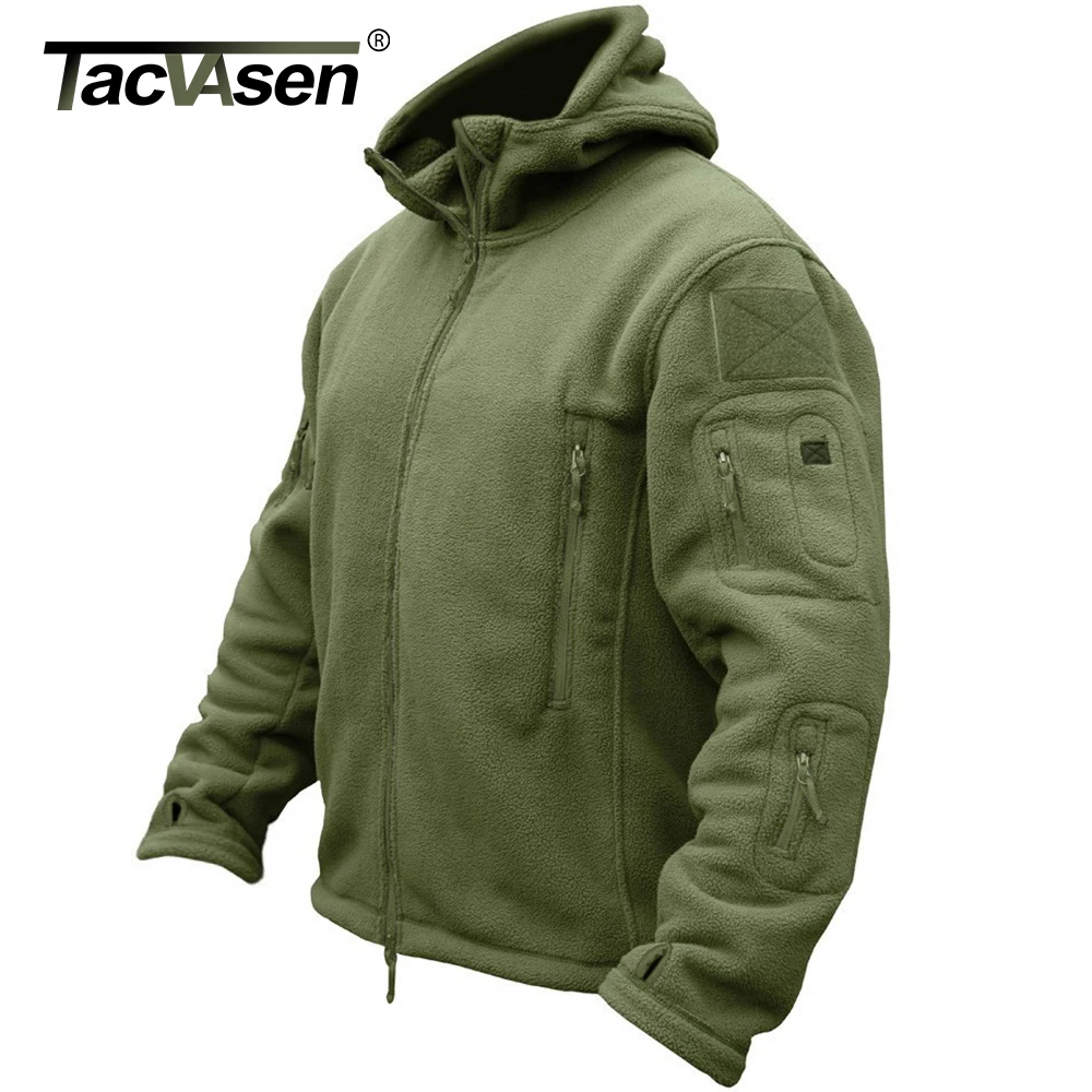 Hooded Jacket Clothing Coat Fleece TACVASEN Airsoft Autumn Winter Outerwear Mens Military