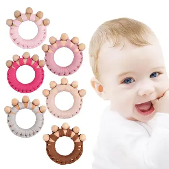 

Free Shipping Wooden Teether Rattle Infant Wooden Teether Food Grade Wooden Teething Sensory Activity Teether Rattle