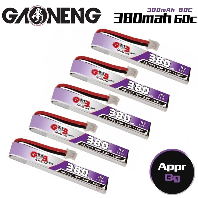 5 шт./лот Gaoneng GNB FPV LiHv батареи 380 мАч 1S 3 8 в 60C Max 120C PH2.0 разъем 4 35 Lipo батарея