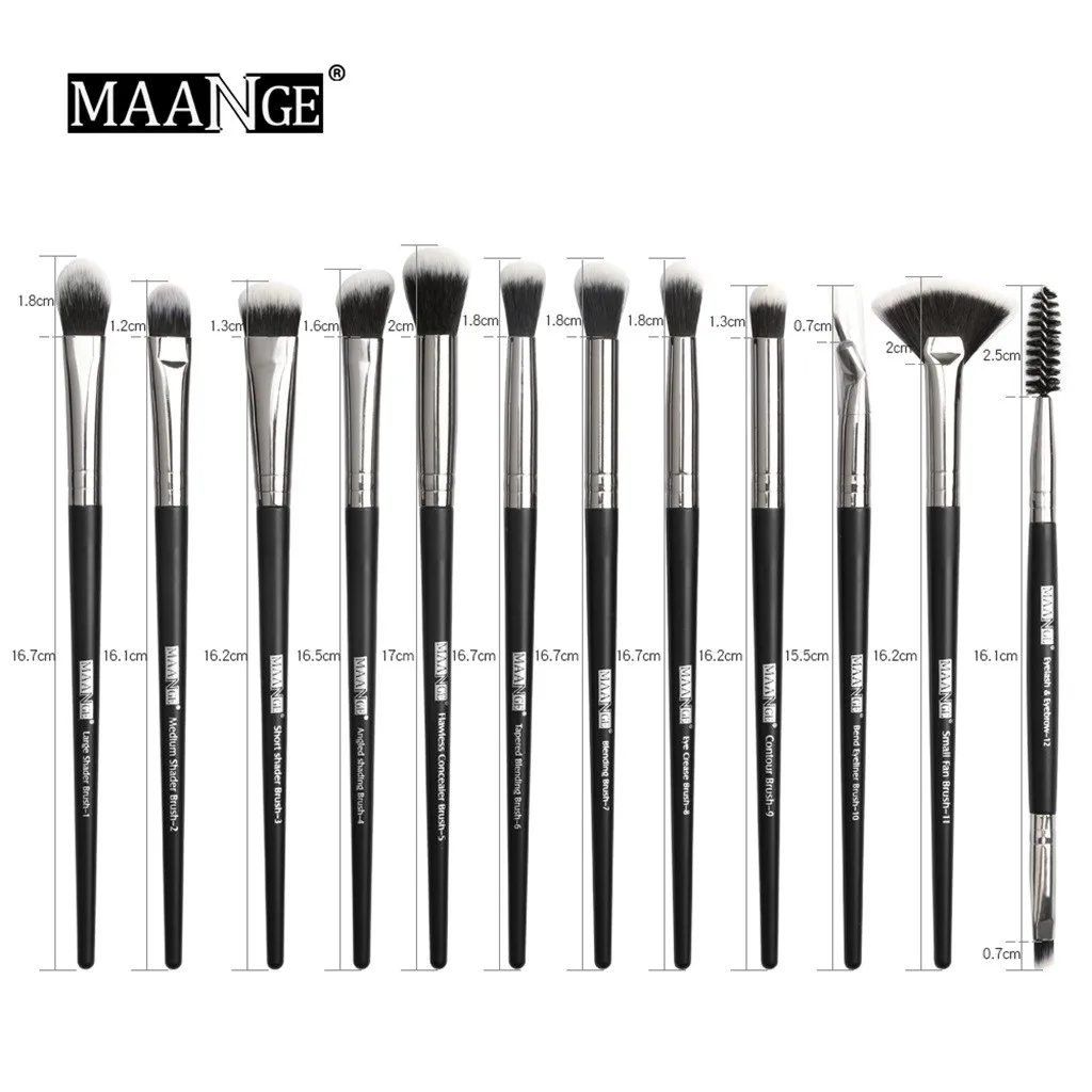 MAANGE Pro 5/12 шт./партия кисти для макияжа Набор теней для глаз растушевывание теней подводка для глаз для ресниц и бровей разноцветные кисти Кисть для макияжа BrushG1010