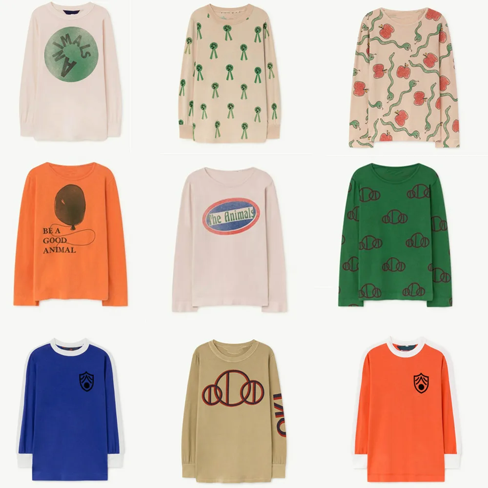 

2019 Autumn New TAO T-shirts Baby Boys Girls Tops Tees Cotton Kids Long Sleeve Balloon Eel Dog Print T-shirt Children Clothes