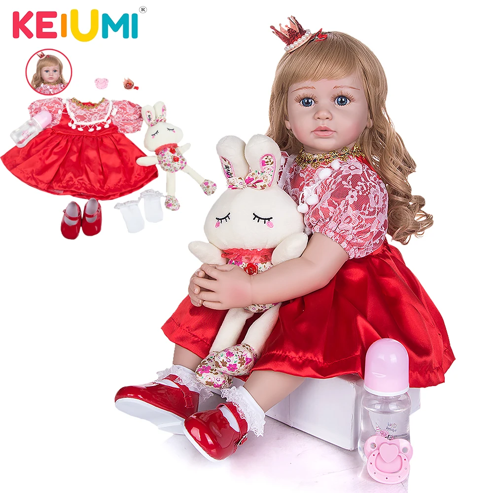 Кукла Reborn KEIUMI 24 дюйма виниловая младенец 60 см с золотыми волосами для девочек