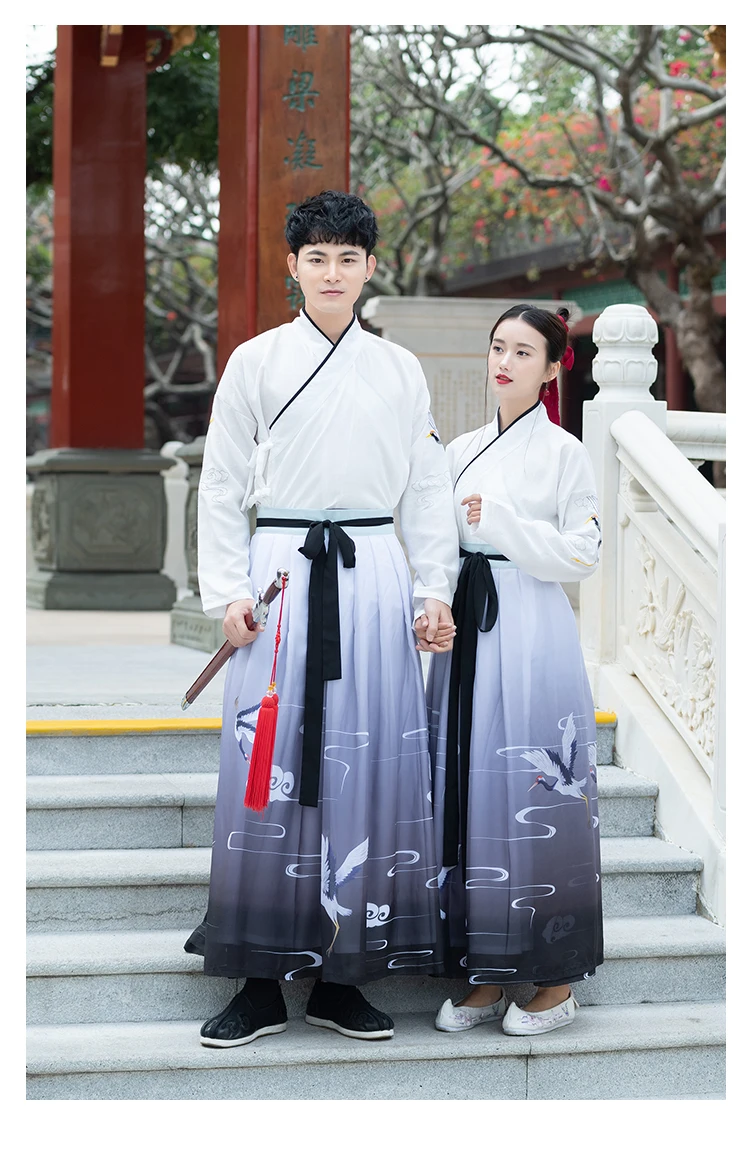 Traditional Chinese Hanfu Clothes For Men'S Ancient Elegant Printing Embroidery National Tang Suit Women Folk Dance Wear DL4194