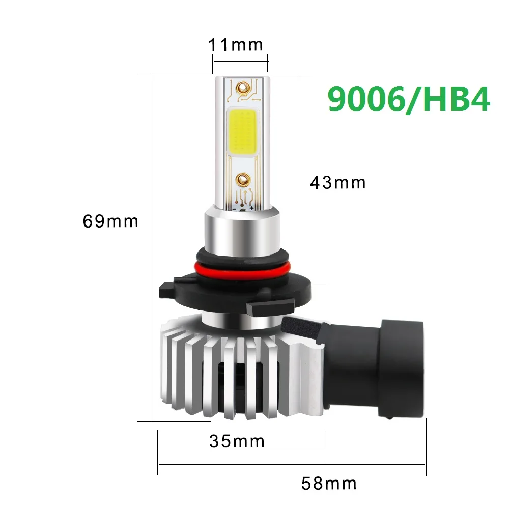 2 PCS LED Car Headlight H11 H7 Bulb H1 H8 H9 9005 HB3 9006 HB4 3000K Yellow Light 6000K White Light 12000K Ice Blue Fog led car lights,led lights,led bulbs,led headlights,led car headlights