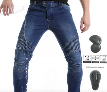 

Waterproof Men's Motorcycle stylish Riding Protector Jeans super fit Knee Hip Protector stretchy all season