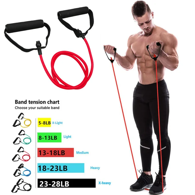 5 Levels Resistance Bands with Handles Yoga Pull Rope Elastic Fitness Exercise Tube Band for Home Workouts Strength Training 1