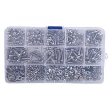 

662PCS DIY 304 Stainless Steel Combination Set M4 Pan Head Cross Machine Screw+Flat/Elastic Washer+Nut Hardware Parts