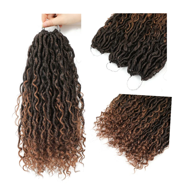 Synthetic Crochet Braids Hair Passion Twist River Goddess Braiding Hair Extension Ombre Brown Faux Locs With Curly Hair X-TRESS 5