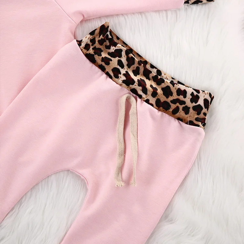 Одежда для новорожденных девочек; розовое пальто с леопардовым принтом; толстовка с капюшоном; толстовка; штаны; леггинсы; комплекты одежды