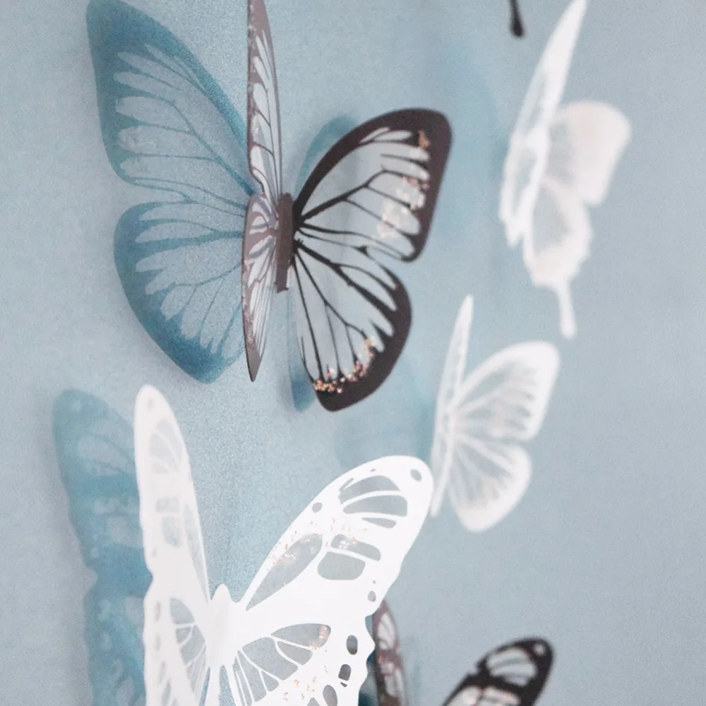 18Pcs 3D Crystal Butterflies DIY home decor wall stickers Christmas Birthday Wedding Party Cake decoration refrigerator decal 18Pcs 3D Crystal Butterflies DIY home decor wall stickers Christmas Birthday Wedding Party Cake decoration refrigerator decal