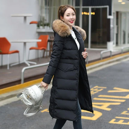 

Autumn Winter Jacket Women Parka 2020 Natural Rccoon Fur Duck Down Jacke Female Long Hooded Outwear Basic Tops LX1006