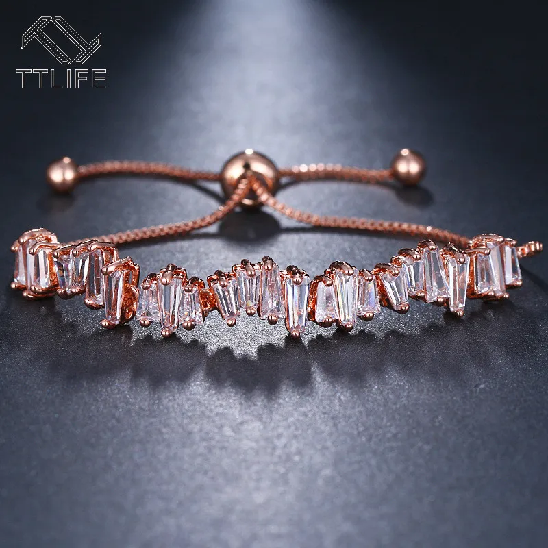 

TTLIFE Adjustable Wedding Crystal Irregular Charm Bracelet Zircon Claw Chain for Girls Party Gift Jewelry Pulseras Mujer