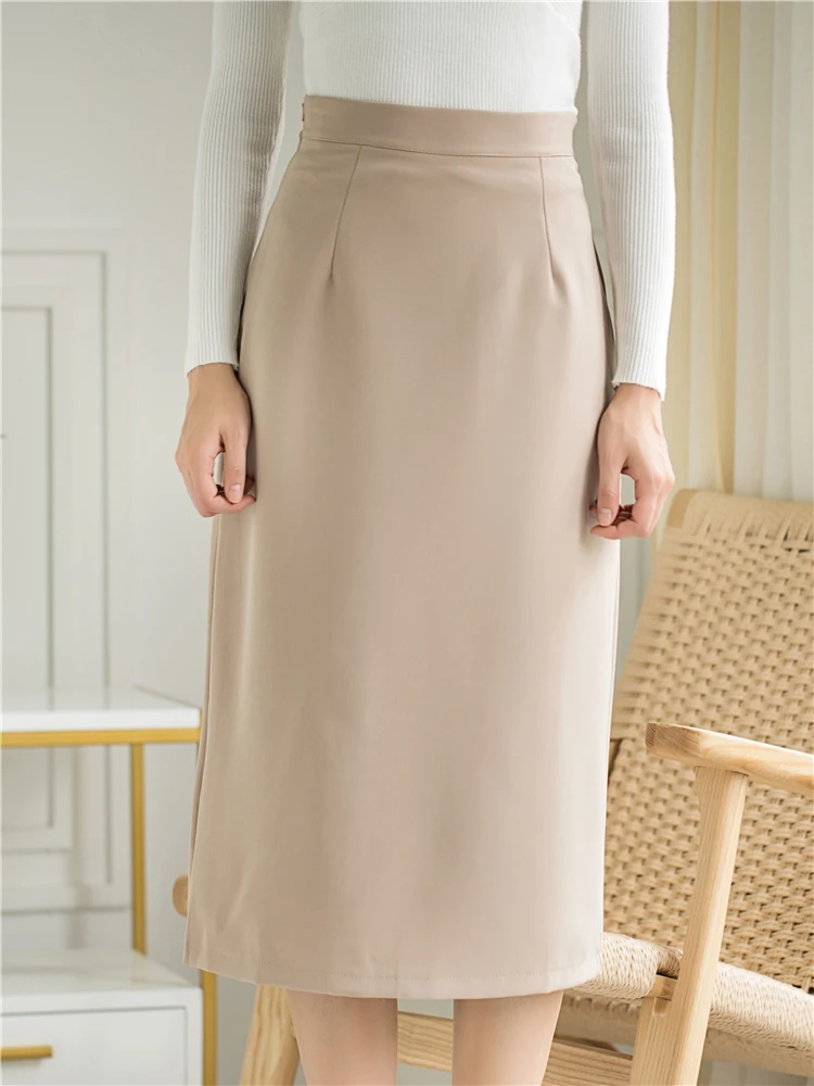 Colorfaith Новинка осень зима Женская юбка миди прямой пакет бедра элегантные офисные женские модные женские юбки SK6091