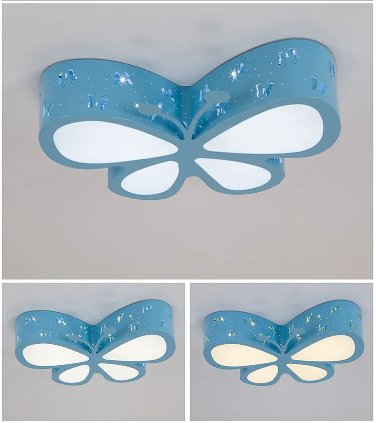 Современная детская спальня красочными бабочками и бантиками; полый железный светодиодный потолочный светильник для дома деко столовая акриловое волокно для маленьких девочек потолочный светильник