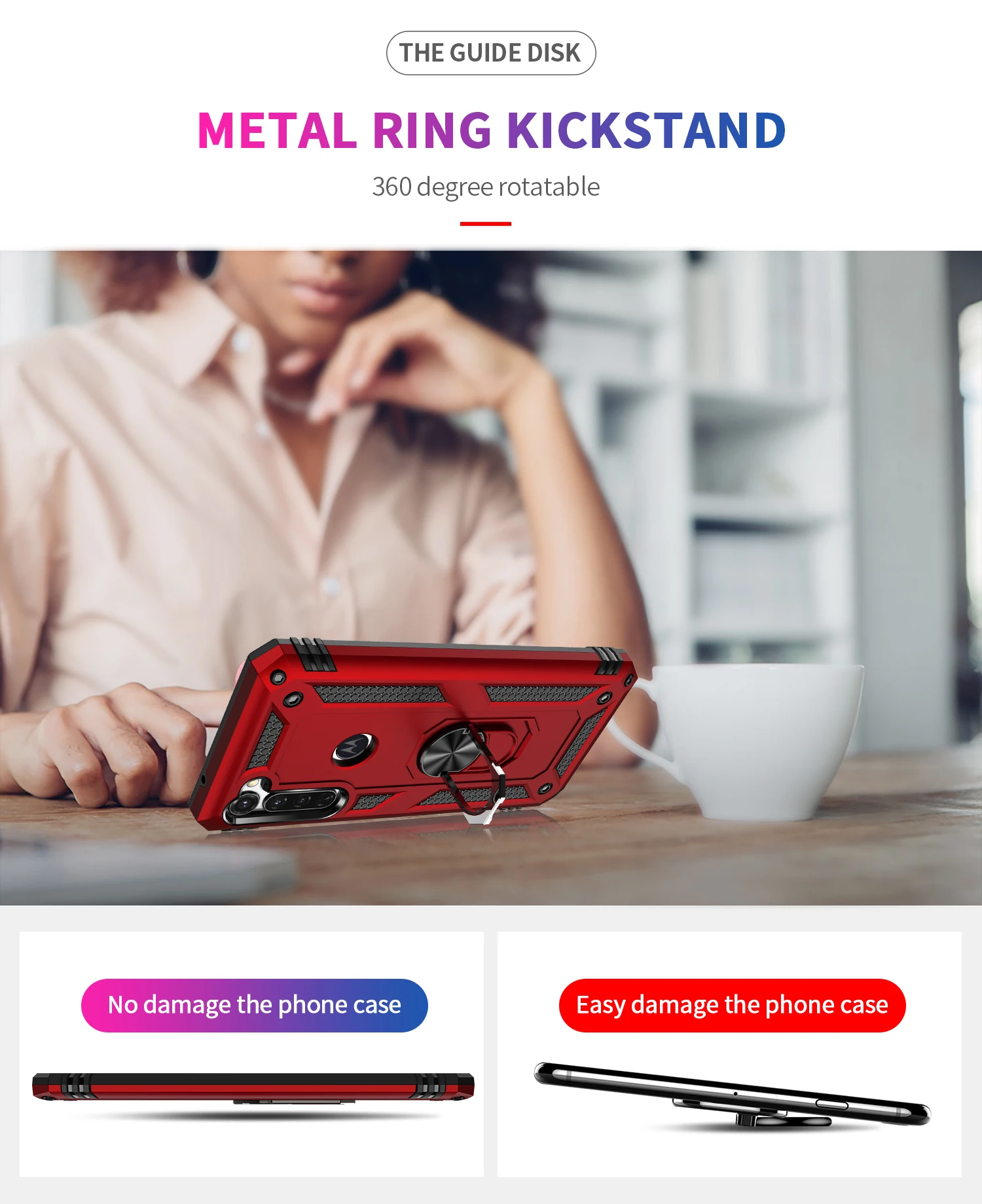 Phone Case For Motorola G G6 G7 P40 One Pro Plus Power Play Fast Stylus Action Vision Macro Zoom Armor With Ring Bracket Cover Phone Case For Motorola G G6 G7 P40 One Pro Plus Power Play Fast Stylus Action Vision Macro Zoom Armor With Ring Bracket Cover