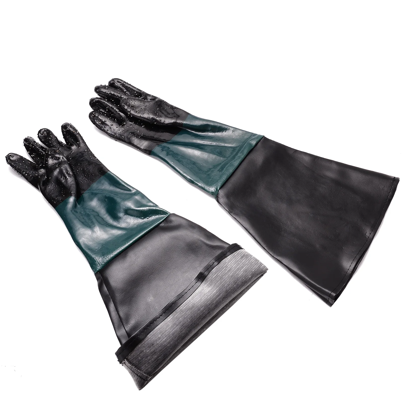 1 Pair Heavy Duty Gloves Soft PVC Vinyl Sandblasting Gloves 60cm For Sandblaster Sand Blast Cabinet Sandblasting Machine