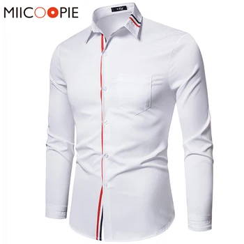 

Korean Fashion Shirt For Men Wedding striped Dress Long Sleeve Slim Camisa Masculina Vintage Men Business Formal Shirt White 5XL