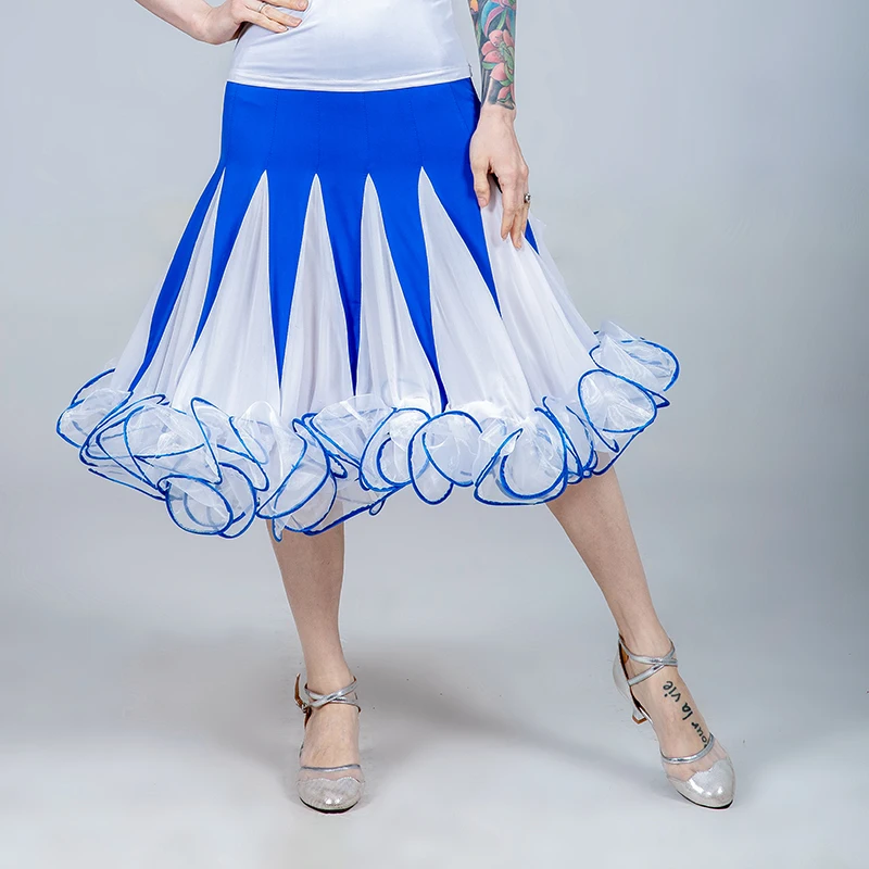 Royal blue Skirt Женское платье для латинских танцев, вальса, танго, танго, Женская Современная юбка для занятий танцами, национальный стандарт, юбка для танцев, бальный танцевальный костюм, PY275 - Цвет: Royal blue Skirt