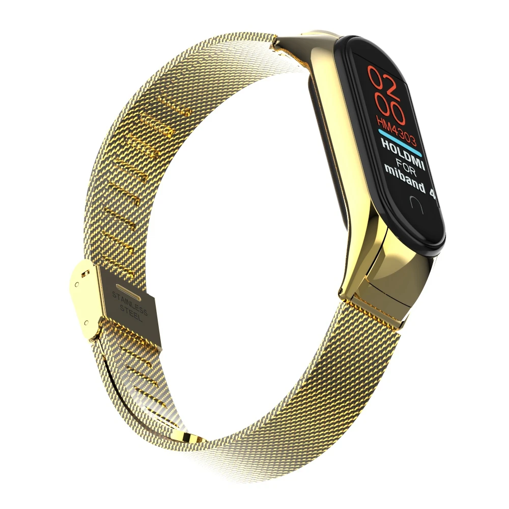 Gold Stainless Steel Strap For XiaoMi Mi Band 4 Metal Straps Mi Band 3 Wrist Strap Miband 3 4 Replaceable Smart watch Belt Bracelet - Цвет: Gold