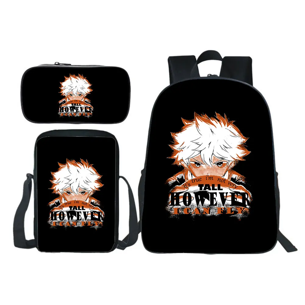 Hot  Anime Haikyuu Backpack 3pcs Set Boy Girl School Bag Teens Bookbag Kids Rucksack Gift(backpack+shouder Bag+pen Bag)