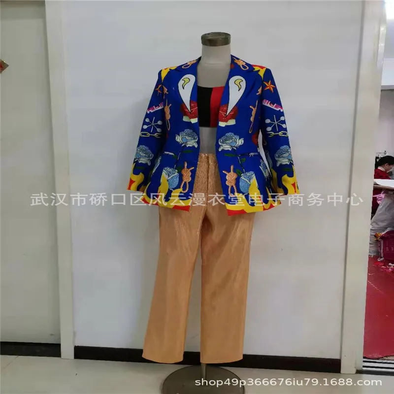 

Birds of Prey The Fantastic Emancipation of a Quinn Cosplay Jacket Pants Women Halloween Blue Digital printing Costume vest