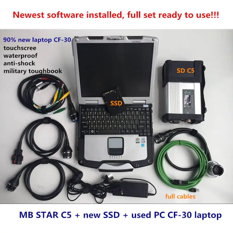 Лучшее Качество MB STAR C5 диагностический интерфейс полные кабели с ПК CF-30 Toughbook CF30 MB Star SD Подключение C5 программное обеспечение SSD