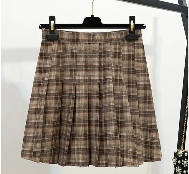 New Arrival Women Sweater Clothes Sets O-Neck Batwing Long Sleeve Plaid Knit Pullover Tops+Plaid Woolen Pleated Mini Skirt