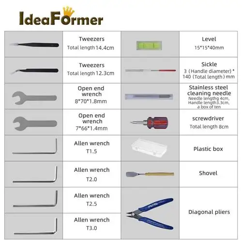 Детали для 3d принтера DIY полный набор инструментов для 3d печати уровень инструмента для отделки/гаечный ключ/пинцет/Лопатка/Насадка Набор для очистки использования для 3d принтера