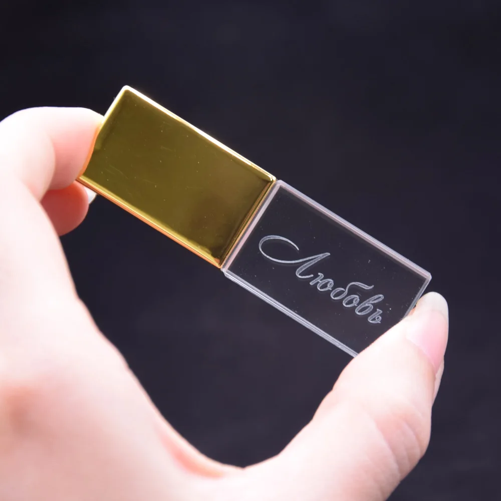 DIY логотип Кристалл и металл USB флэш накопитель с коробкой Pendrive 1 Гб 2 4 ГБ 8 16 32 64