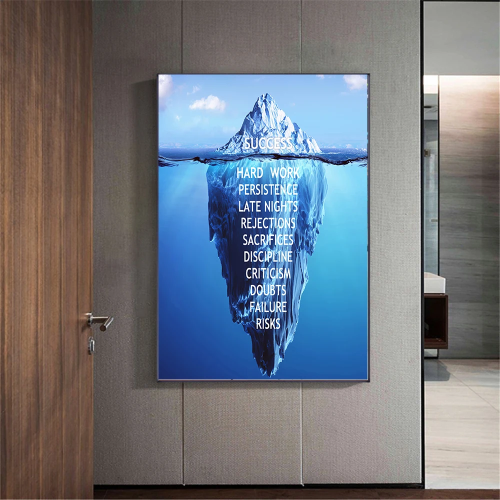 

Modern Print Iceberg Success Letter Canvas Painting Inspirational Motivational Canvas Wall Art Poster Living Room Home Decor