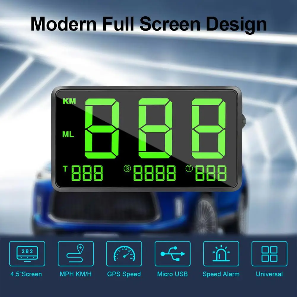 

Universal Motorcycle Mileage Recorder Digital Car HUD Head Up Display GPS Speedometer With Over Speed Alarm KM/h MPH