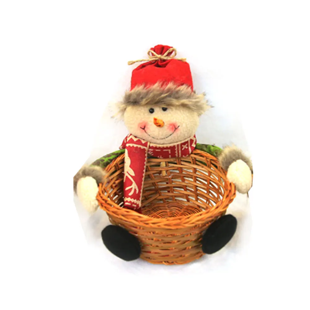 snowman Корзинка для конфет держатель олень подарок из бамбука декоративное украшение для вечеринки рождественское хранение красочный Санта Клаус Рождественский домашний декор - Цвет: snowman
