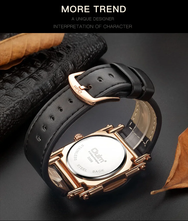 OULM военные кварцевые часы для мужчин черный кожаный ремешок большой размер