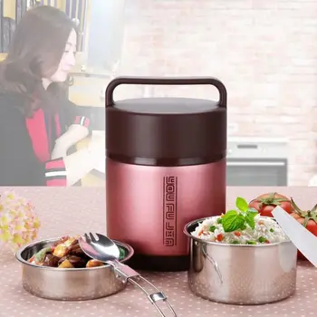 

Portable Lunch Box Stainless Steel Color Insulation Bento Box 2-layer Vacuum Insulation Multi-layer Multi-purpose Food Containe