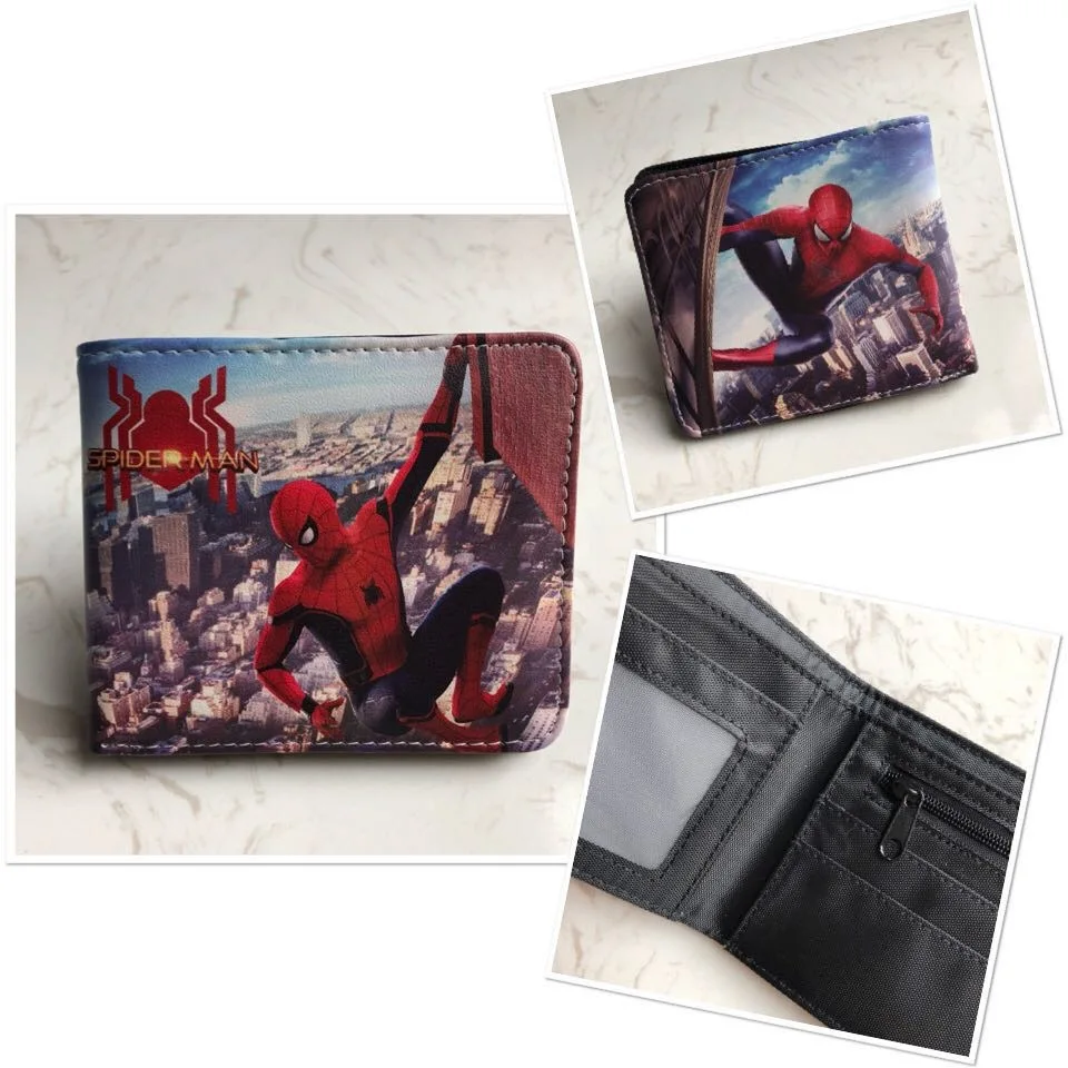 Marvel Men Wallet Q Version Captain America SpiderMan Wallet Men Comic Version Super Heroes Wallet Women with Card Holder Wallet