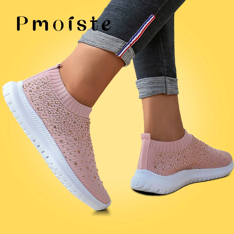 Women's shoes Vulcanized Sneakers Fashion Glitter Big Size 41-43 Ladies Casual Shoes Walking Female Tennis Knit