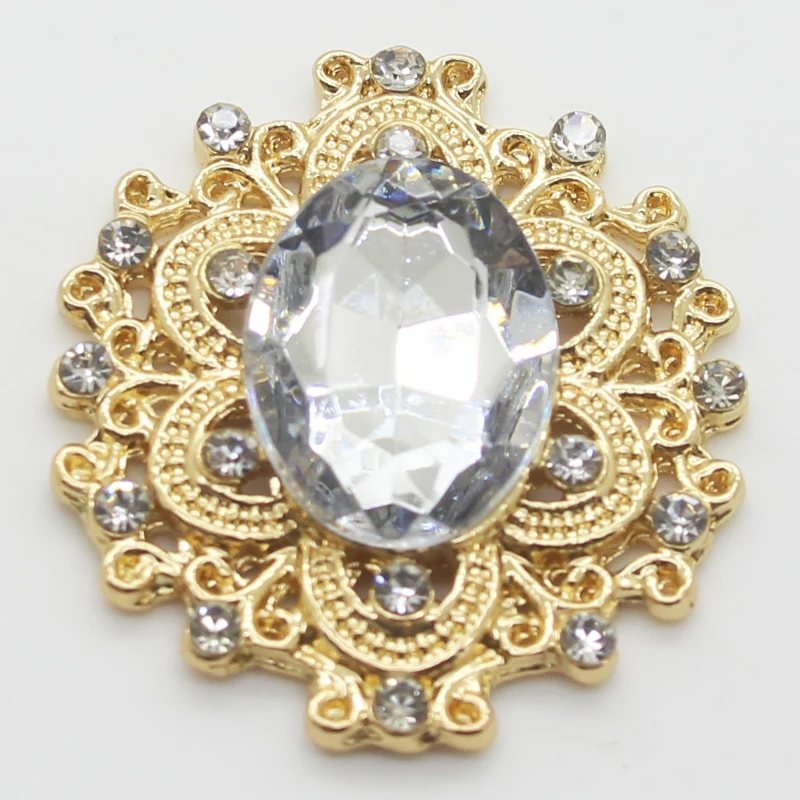 10pcs / lot26* 24MM25 Color(Mixed Order) Decorative Metal Rhinestone Button Flat Gold-Plated Flower Center DIY Accessories - Цвет: 24