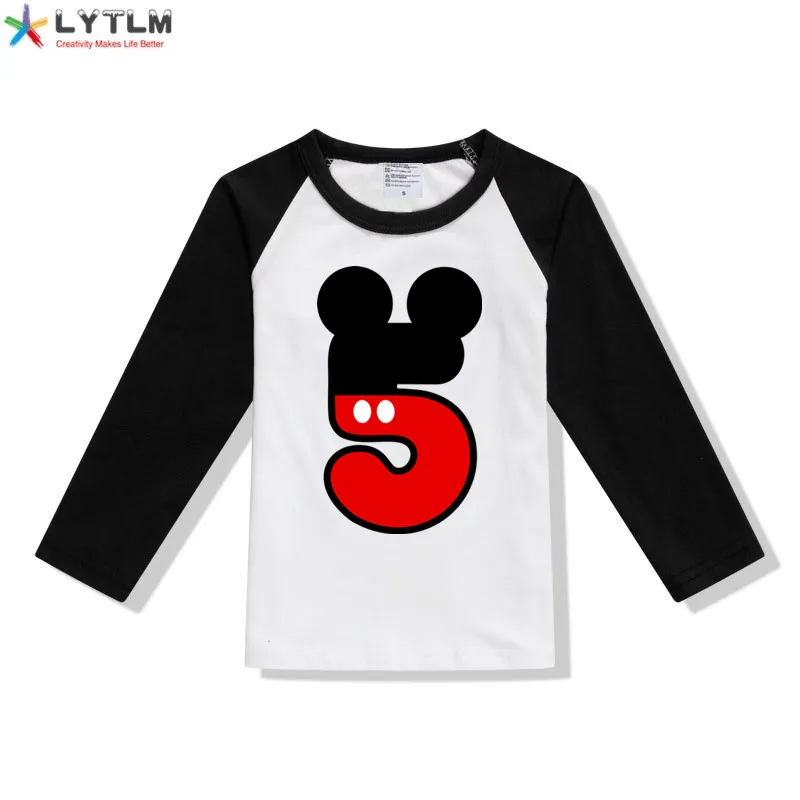 LYTLM 5th Birthday Girl Baby Girls Tops Long Sleeve Anniversaire Enfant Happy Birthday T-shirt 5 6 8 Years Old Child T Shirt 3D