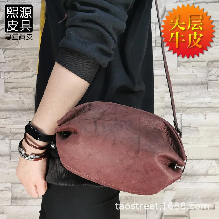 

Origional Handmade WOMEN'S Leather Bags Full-grain Leather Shoulder Bag Shoulder Bag zhu jie bao yuan tong bao Handbag