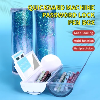 創造鉛筆ケース二重層ペンボックスとミラー電卓ホワイトボードペン用学用品化粧品ケースかわいい