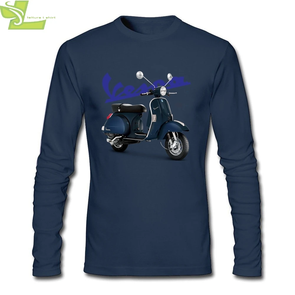 Повседневная футболка Мужская Новое поступление Vespa PX 125 o-образным вырезом с длинными рукавами хлопковые мужские рубашки XXXL - Цвет: Navy