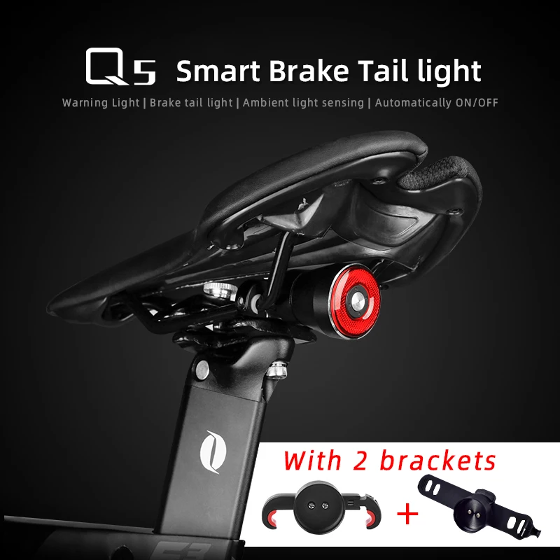Waterproof Bicycle Flashlight Bike Rear Light Auto Start Stop Brake Sensing IPX6