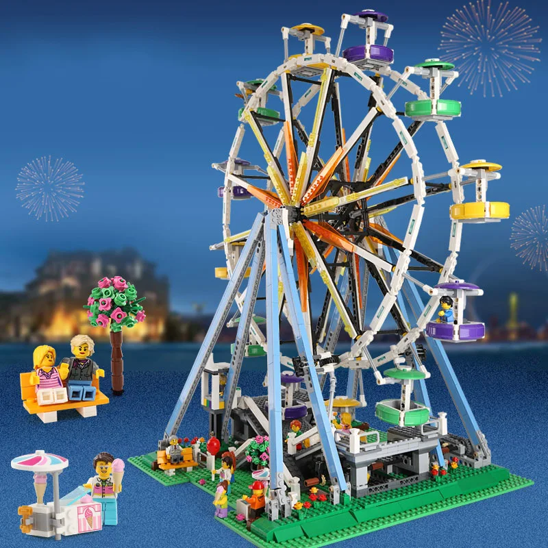 

Ferris Wheel Large Trojan Assembled Rotating Roller Coaster Modified Electric Building Blocks Amusement Park Has High Difficulty