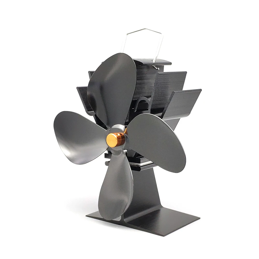 Black Stove Fan 4 Blade Fireplace Fan Heat Powered Wood Eco Burner Fan Friendly Quiet Home Efficient Heat Distribution - Цвет: EQ4-BK(4GB)