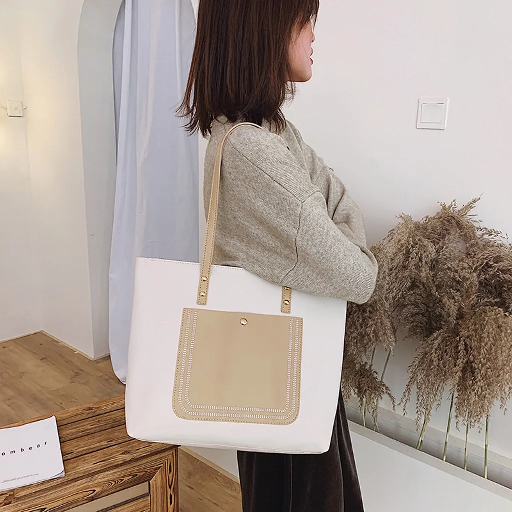 Сумки женские кожаные сумки 2019 Модные уличные одноцветные большие вместительные