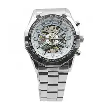 Aliexpress - 50% Hot Sales Men Hand-Winding Skeleton Automatic Mechanical Stainless Steel Sport Wrist Watch