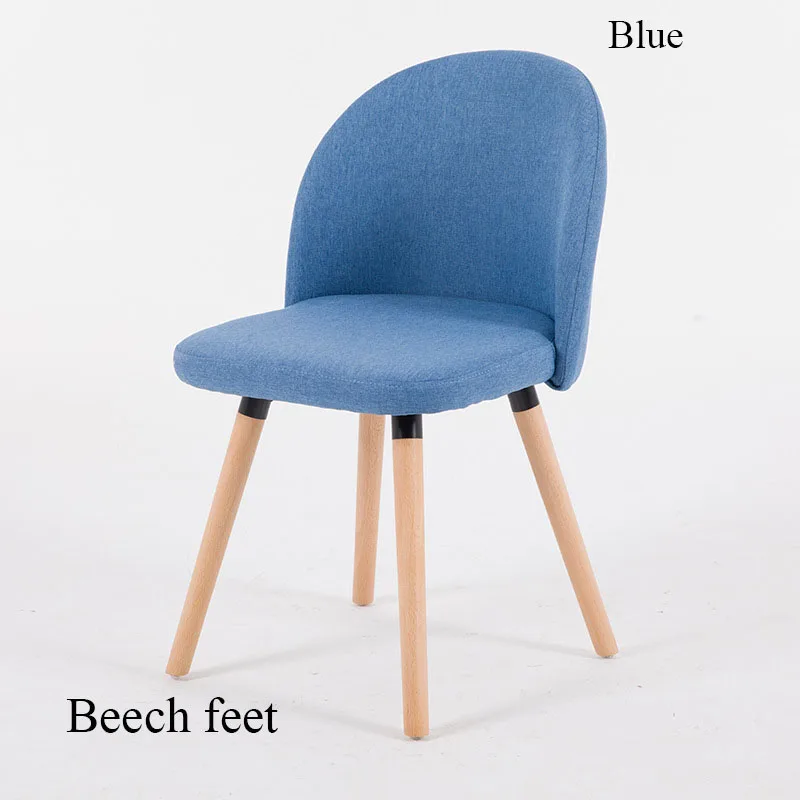 Мебель из цельного дерева для ресторанов, применимая к стульям, скандинавские повседневные тканевые стулья на спинку минималистичного кресла для совещаний - Цвет: Beech feet Blue2