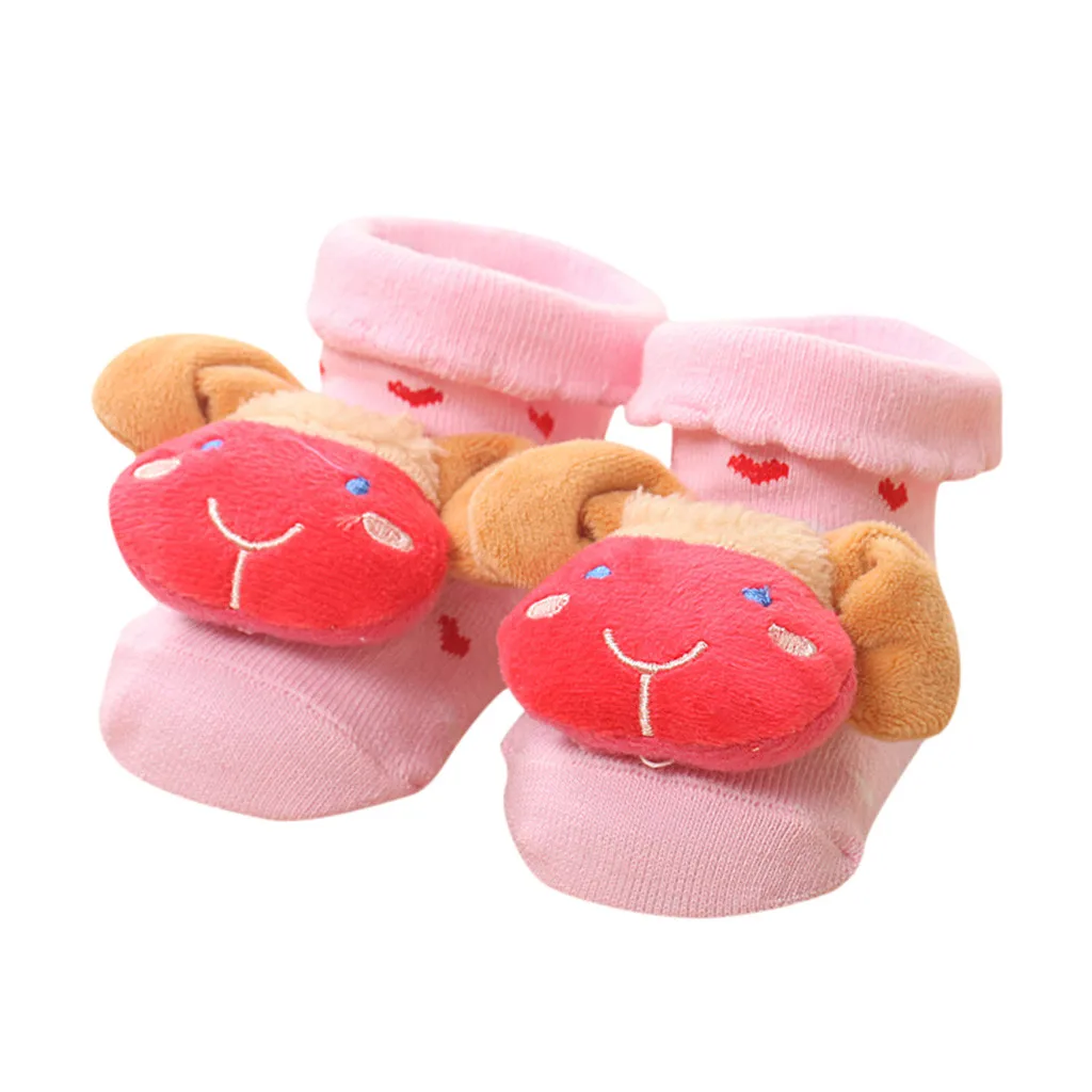 Muqgew для новорожденных Детские 3d носки с персонажами из мультфильмов для мальчиков и девочек противоскользящие Теплые зимние носки обувь счастливая свинка кошка; комнатные тапочки; ботинки От 0 до 1 года - Цвет: J