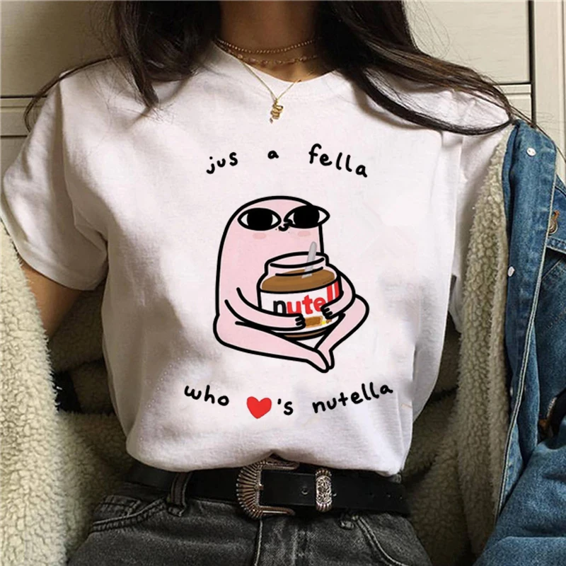 Nutella Kawaii футболка с принтом женская 90s Harajuku Ullzang модная футболка графическая Милая мультяшная футболка корейский стиль Топ Тройники женские